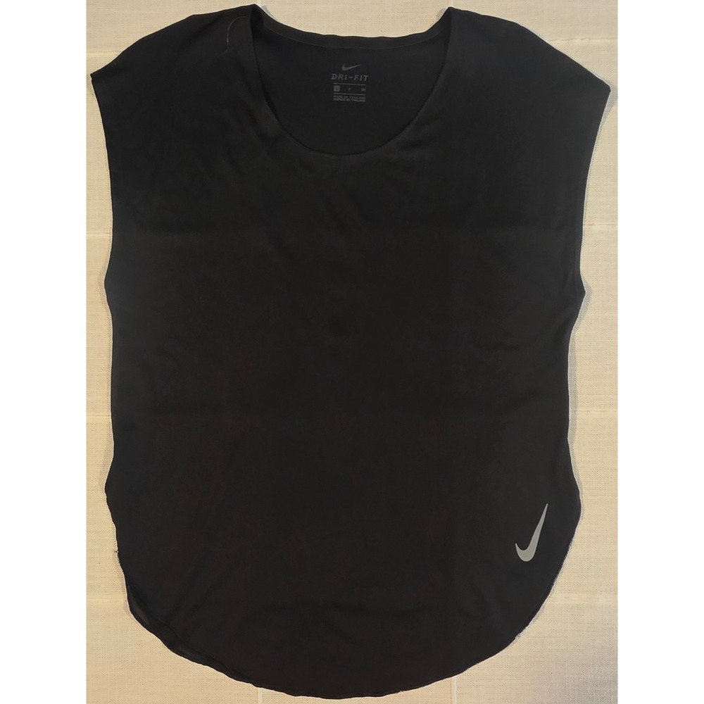 Nike Dri-FIT Women Running Muscle Tank Top Black Reflective Size S